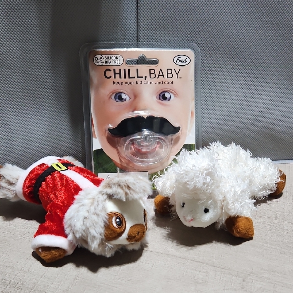 Doodalou Plush Pacifer Holders. Santa Outfit And Chill,Baby Pacifier Set
